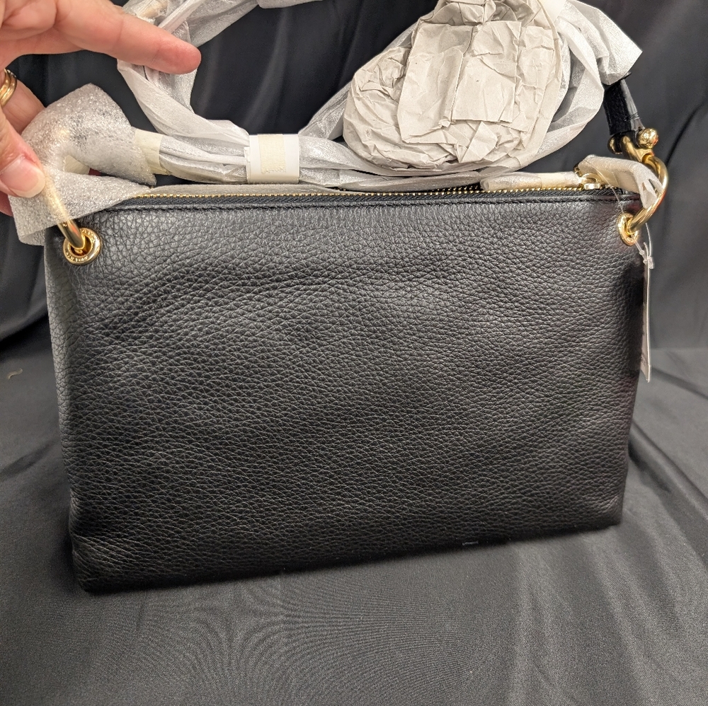 Michael Kors Lenox Large Top Zip Satchel – Black Leather